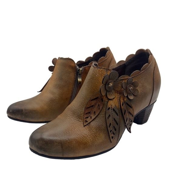 unknown Shoes - Retro floral zip up booties for women  women's size 9 western short boots S0313